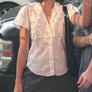 Polo by Ralph Lauren White Short-Sleeve Pintuck Button-Down Shirt